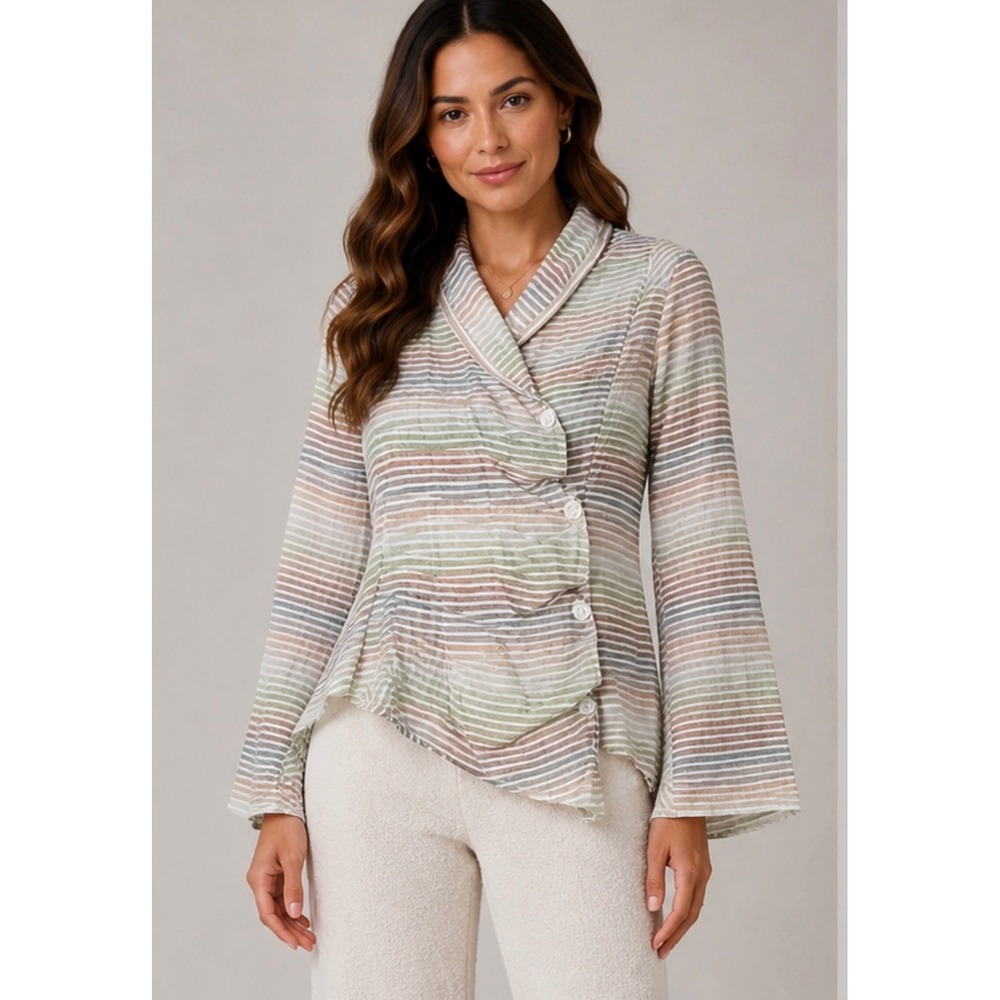 Dress To Kill Asymmetrical Striped Blouse One Size Fits All Lagenlook Artsy